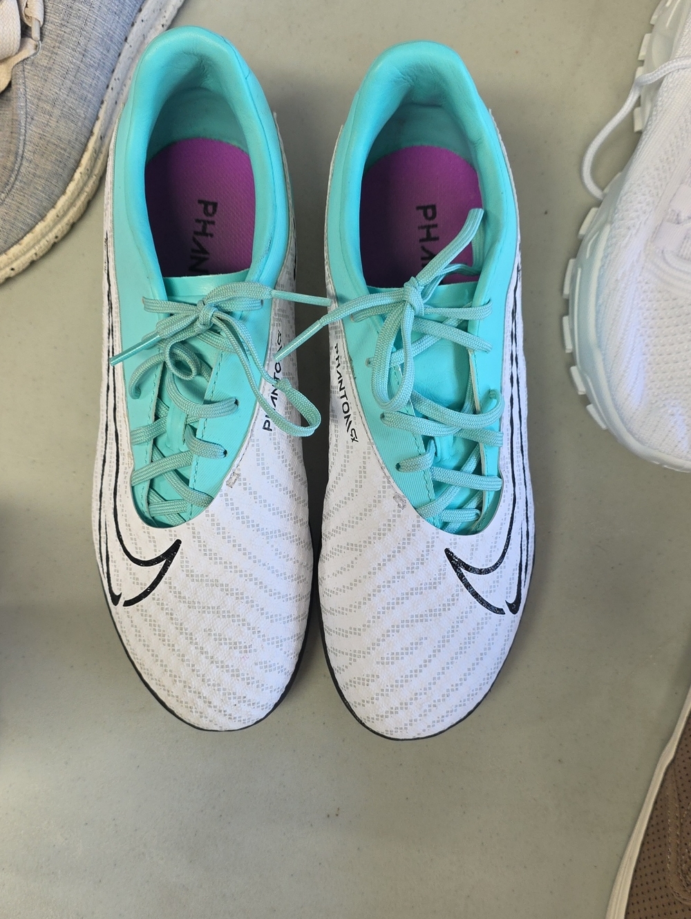 Nike Women’s White and Teal Phantom Soccer Shoes